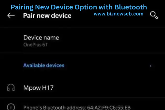 Pairing new device with Bluetooth